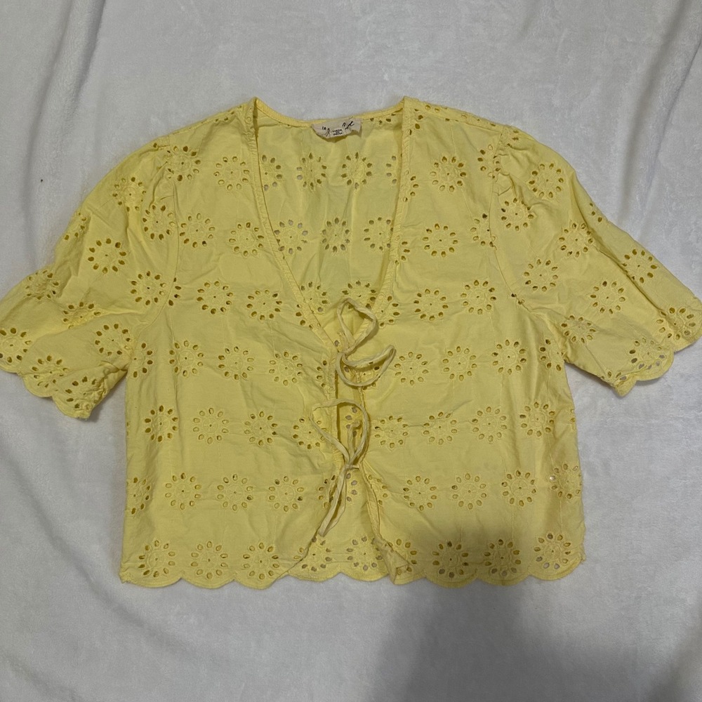 MARLED Yellow Tie Front Crop Top Blouse Size S